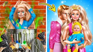 Doll was made fun off!!! 😢💰 Broke vs Rich doll crafts and hacks* From nerd to Barbie makeover