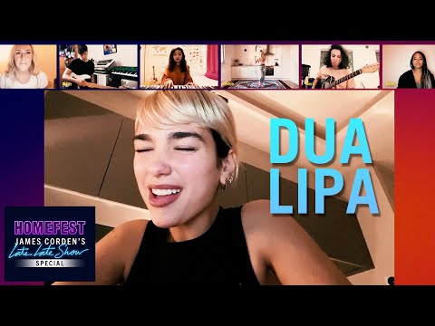 Dua Lipa Performs "Don't Start Now" w/ Friends on Video Chat - #HomeFest