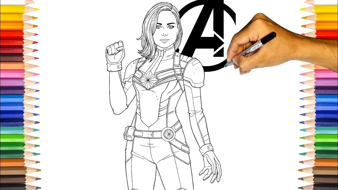 Captain MARVEL Coloring Pages | Woman Super Hero Coloring Book