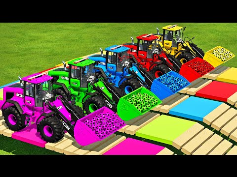 LOAD SOCCER BALLS & TRANSPORTING WITH JCB WHEEL LOADERS & TRACTORS - Farming Simulator 22