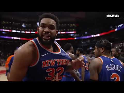 Karl Anthony Towns says "New f**king York" after dagger 3 New York Knicks vs Toronto Raptors