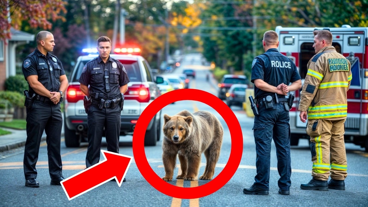 THIS BEAR WAS CRYING, BLOCKING THE PASSAGE OF CARS, AND THE POLICE WERE IMPRESSED BY THE REASON.