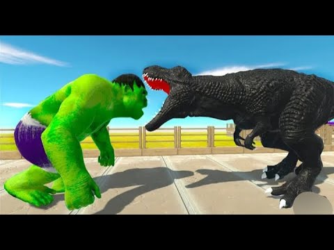 HULK GORO vs DARK T-REX OASIS DEATH RUN  | Animal Revolt Battle Simulator Epic