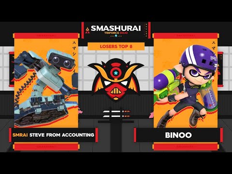 Smashurai: Triforce Dojo - Steve From Accounting (R.O.B.) Vs. Binoo (Palutena/Inkling) Losers Top 8