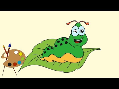 How to draw a Caterpillar on a leaf| Learn to draw a...