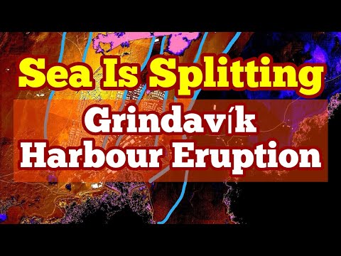 Grindavík Harbour: Sea Splitting For Eruption, Iceland Svartsengi Fissure Volcano, Earthquake Depth