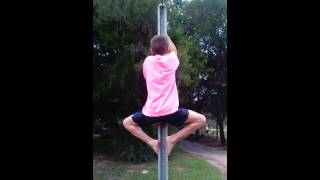 Kid able to climb up a 10 foot pole
