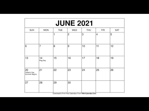 Printable June 2021 Calendar Templates with Holidays - Wiki Calendar