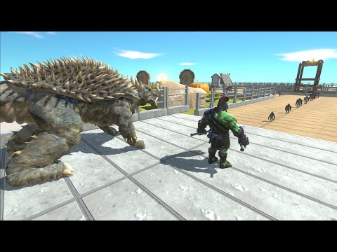 ANGUIRUS VS GLADIATOR HULK DEATH RUN - Animal Revolt Battle Simulator