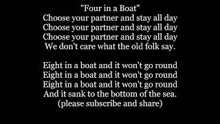 Four in a Boat Lyrics Words Text Trending Sing Along Music song