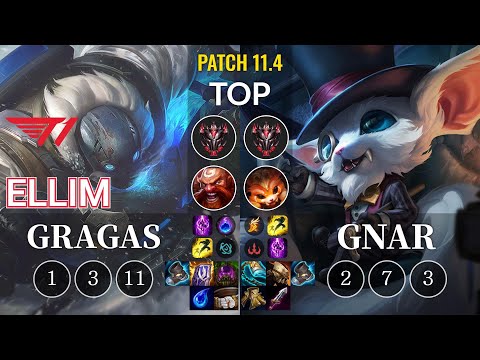 T1 Ellim Gragas vs Gnar Top - KR Patch 11.4