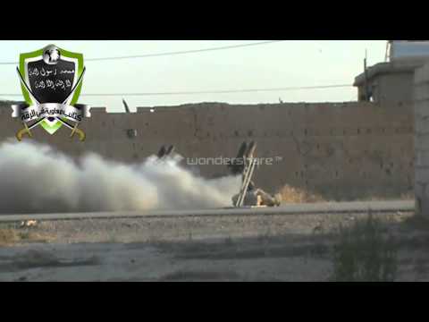 قصف معاقل النظام في اللواء 93 بصواريخ محلية الصنع من قبل كتائب معاوية في ريف الرقة