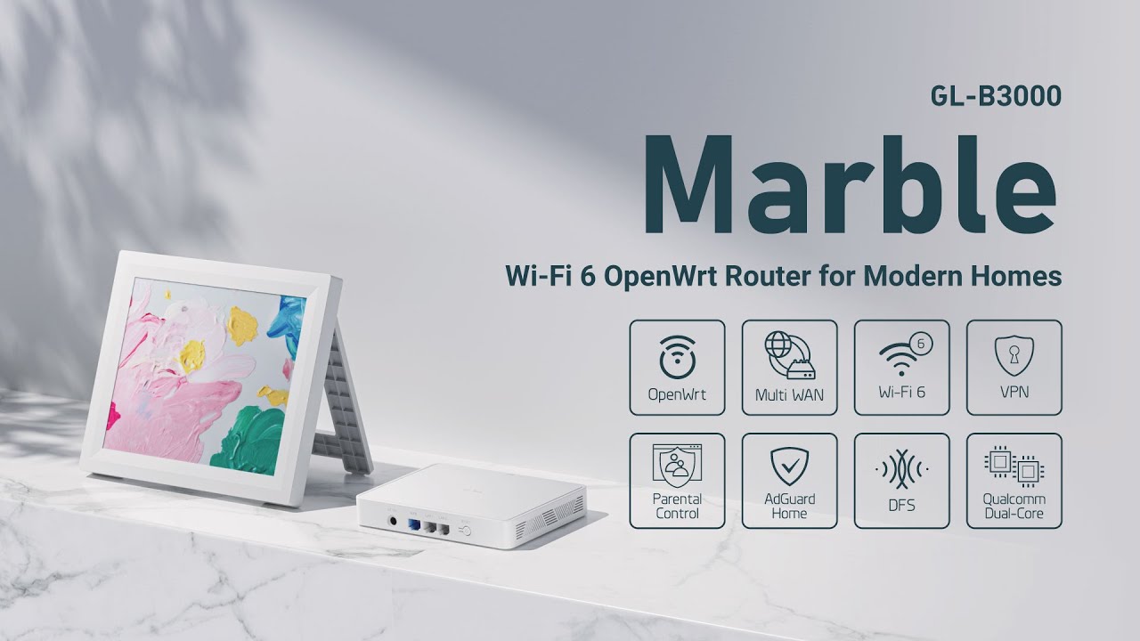 Introducing Decorative Wi-Fi 6 OpenWrt Marble (GL-B3000) Router for Homes