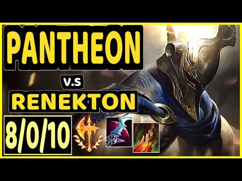 PANTHEON vs RENEKTON - 8/0/10 KDA TOP GAMEPLAY - BR Ranked GRANDMASTER