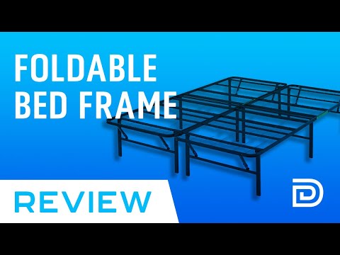 Part of a video titled Amazon Basics Foldable Bed Frame Setup & Review - YouTube