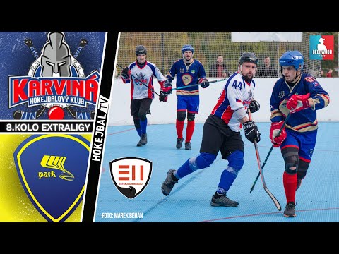 Highlights 8. kola Extraligy hokejbalu - HbK Karviná vs. HC Kert Park Praha | 15.10. 2022