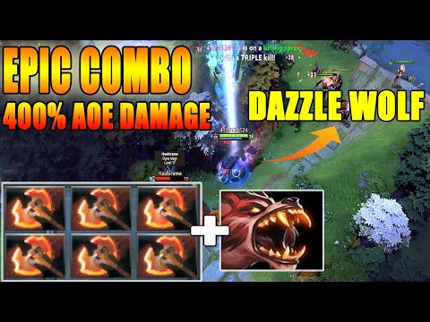 Newest Combo IMBA Dazzle x4 Fury + Scepter + Lycan Wolf Bite Spell = GG 7.27D Dota 2 Gameplay