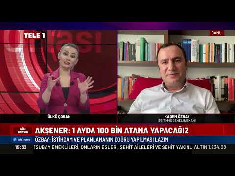 Genel Başkanımız Kadem Özbay,  Tele 1 TV`de, Ülkü Çoban`ın canlı yayın konuğu oldu. Genel Başkanımız Kadem Özbay, Bakan Özer`in Ordu`da milletvekili seçim çalışmalarında okulları ziyaret ettiğini, sınıf mevcutlarının 40 olmasına rağmen öğrencilerin 3