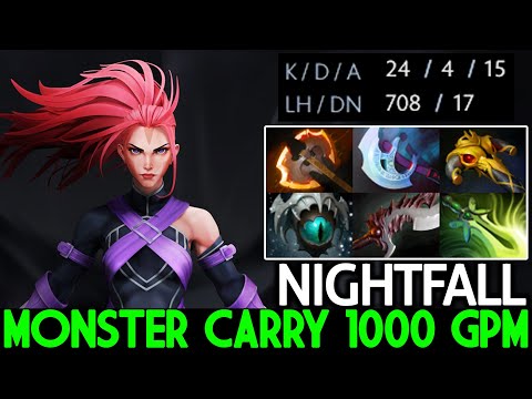 NIGHTFALL [Anti Mage] Monster Carry 1000 GPM No Mercy 24 Kills Dota 2