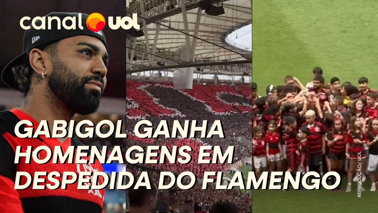 GABIGOL GANHA MOSAICO, HOMENAGENS E É OVACIANO POR TORCIDA DO FLAMENGO EM DESPEDIDA