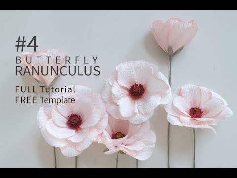 [FREE PDF TEMPLATE&FULL TUTORIAL] #4.Butterfly Ranunculus crepe paper flowers solelyworks 주름지꽃 라넌큘러스