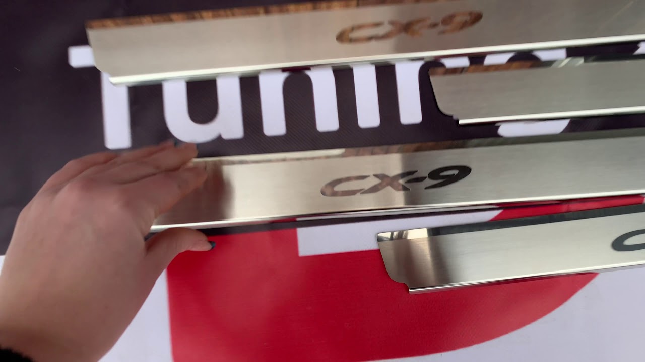 Mazda CX-9 2007-2016 гг. Накладки на пороги из нержавеющей стали NataNika Premium (4 шт) Video 1