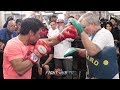 MANNY PACQUIAO SHOWS OFF VINTAGE FORM THROWING FAST COMBOS ON THE MITTS AHEAD OF ADRIEN BRONER FIGHT
