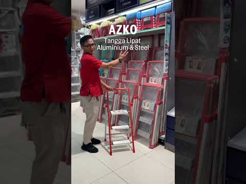 Gambar Azko 1.6 mtr Tangga Lipat Aluminium & Steel 6 Step Saving Save - Merah/Putih