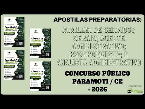 Apostilas Concurso Câmara Municipal de Paramoti / CE - 2026, Diversos Cargos