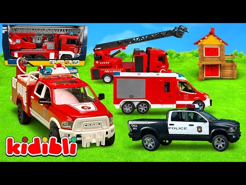 Oyuncak Itfaiye, Polis Arabası ve Ambulansla Kurtarma Görevi 🚒 Çocuklar Için Video | Kidibli