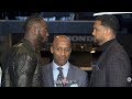 DEONTAY WILDER HAS SCARY INTENSE FACE OFF WITH DOMINIC BREAZEALE IN NEW YORK AT PRESS CONFERENCE