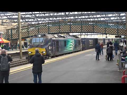 The Class 88 DRS No.88003 'Genesis' with Rail Containers was passed through at Carlisle.