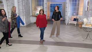 Susan Graver Liquid Knit Bateau Neck Top with Pleated Cuff on QVC