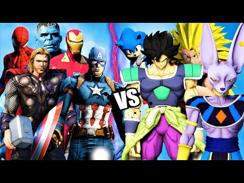 The AVENGERS vs GOKU, BROLY SONIC, T-REX and THANOS