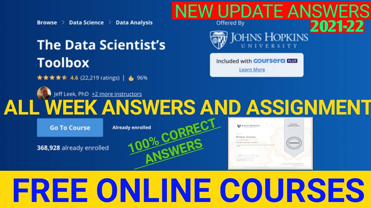 THE DATA SCIENTIST'S TOOLBOX || COURSERA ALL WEEKS(1-4) & ASSIGNMENT ANSWER 100% ||