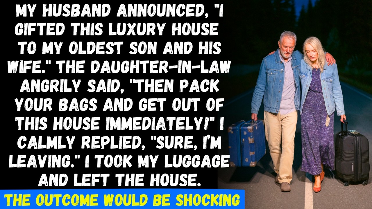 My husband gifted our son and DIL our luxury house, but the next day, she kicked us out. But then...
