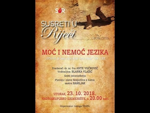 Susreti u Riječi - fra Ante Vučković i Blanka Vlašić, 23. 10. 2018