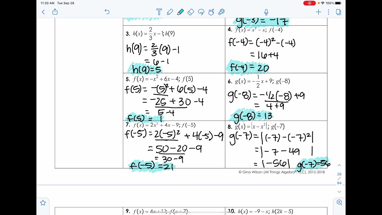 Function Notation Guided Notes