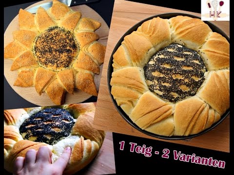 1 Teig 2 Varianten: Sonnenblumenbrot-Zupfbrot festlich-Partybrot