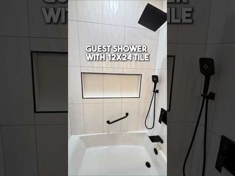 Modern shower remodel with 12x24 tile, large niche, and new tub setup 💧 #BallardBeautiful