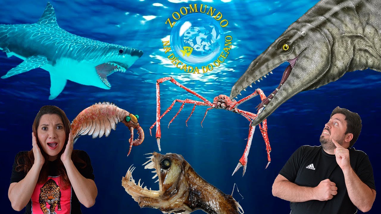 Os maiores "MONSTROS MARINHOS" da história: Mosassauros, Anomalocaris, peixes abissais, etc.