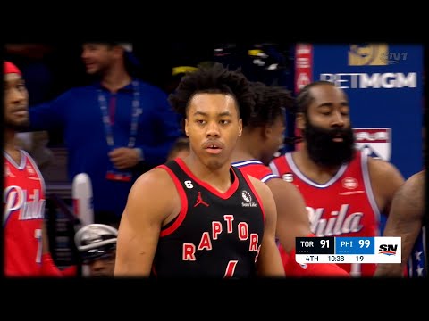 Scottie Barnes SMOOTH Fade Away over Harden - Raptors vs 76ers | March 31, 2023