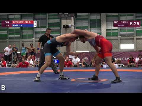 Round 1 FS - 97 kg: R. DESCHATELETS (CAN) v. A. HARRIS (USA)