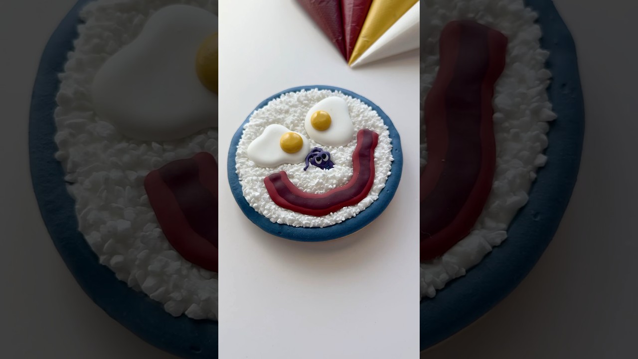 Mulan porridge cookie🍳🥓 royal icing 101 linked in my bio #cookiedecorating #oddlysatisfying #asmr