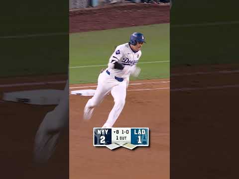Shohei Ohtani reached third off this hit! #mlb #baseball #worldseries #Dodgers