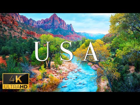 FLYING OVER THE USA (4K Video UHD) - Peaceful Music With Beautiful Nature Video For Relaxation On TV