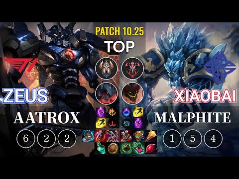 T1 Zeus Aatrox vs ES Xiaobai Malphite Top - KR Patch 10.25