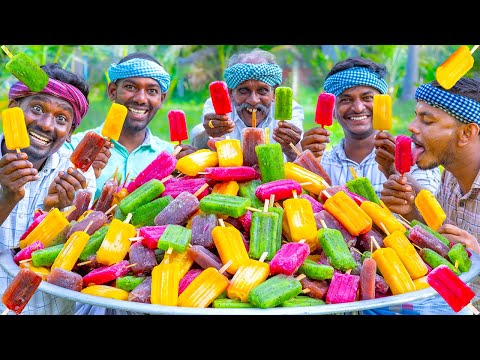 KUCHI ICE | FRUIT POPSICLES | Healthy Homemade Colorful Popsicle Making in Village | Stick Ice Cream