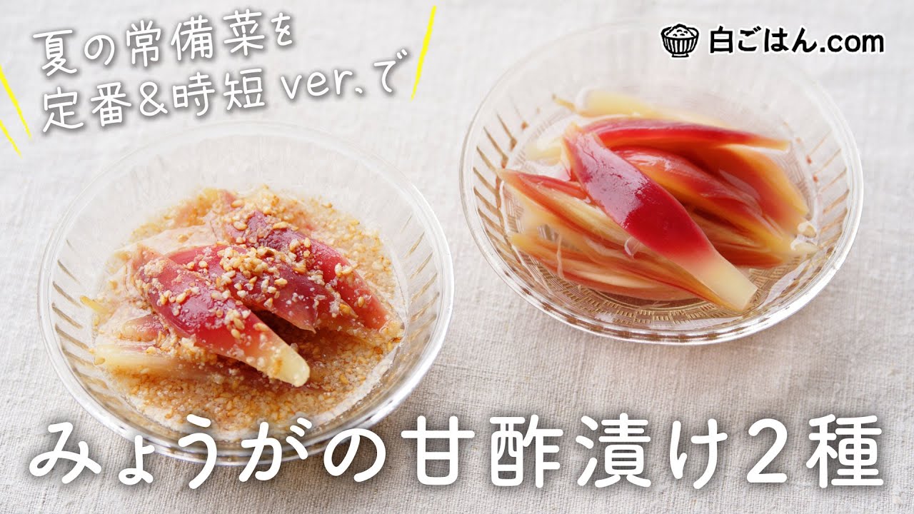 夏の常備菜！みょうがの甘酢漬け2種/定番レシピとパッと作れる時短ver.で