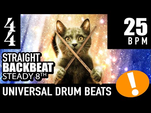 Play Too! 4/4 Backbeat - Straight - Steady 8th [25 BPM] Universal Drum Beat Backing Track